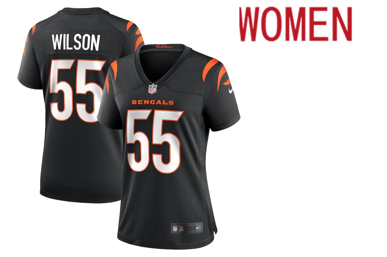 Women Cincinnati Bengals #55 Logan Wilson Nike Black Game NFL Jersey->women nfl jersey->Women Jersey